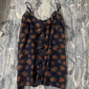 Floral Navy and Orange Women's Top